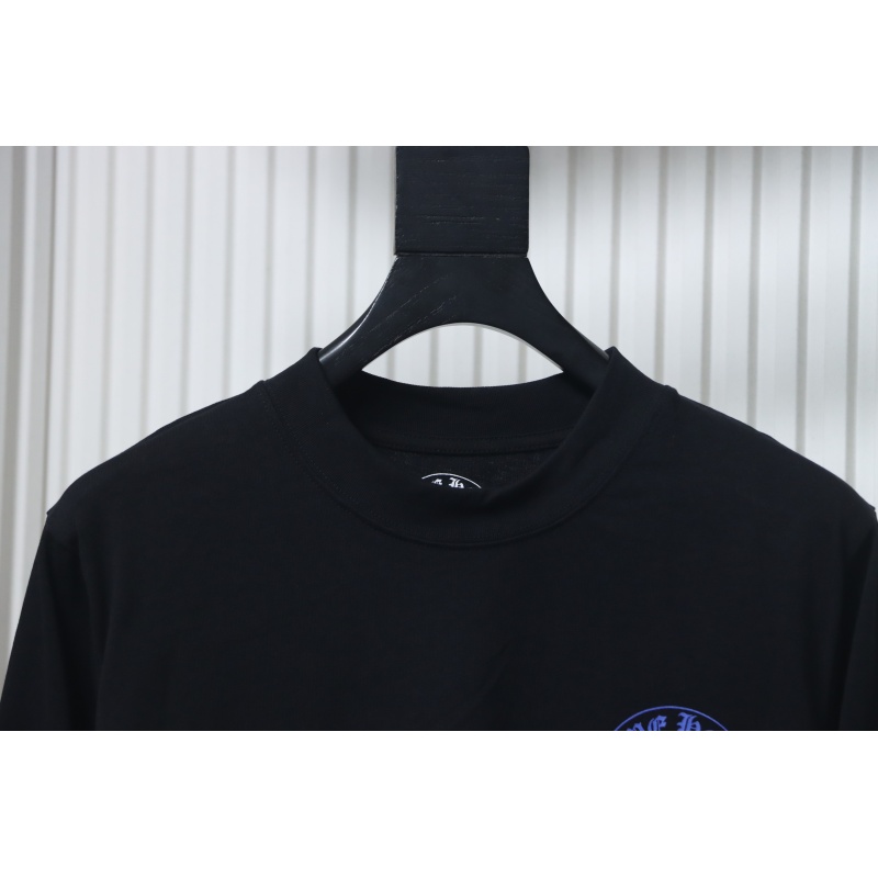 Chrome Hearts Blue Horseshoe Cross Long Sleeve T-Shirt Black