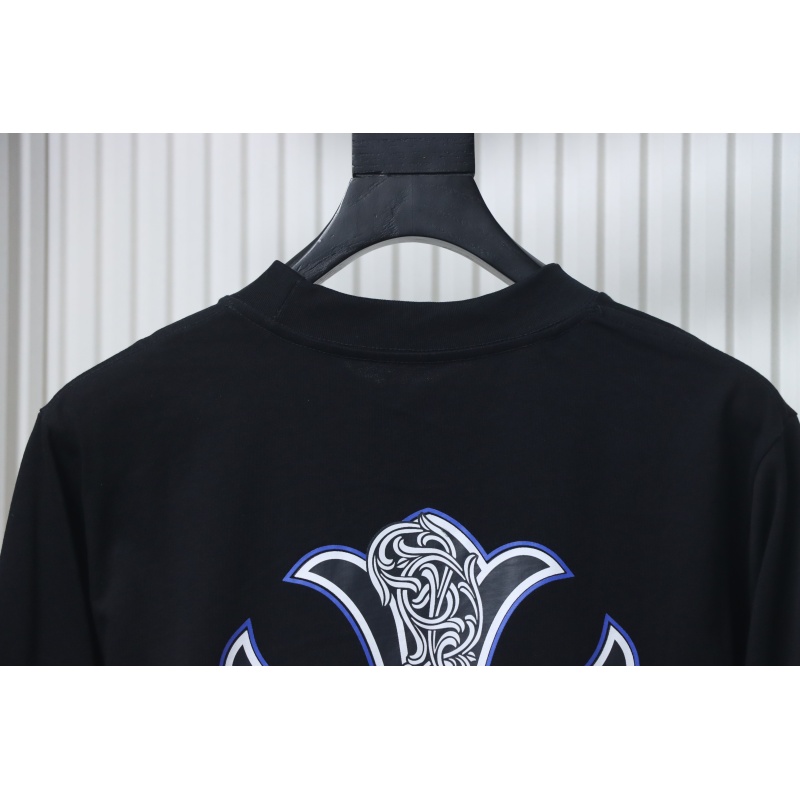 Chrome Hearts Blue Horseshoe Cross Long Sleeve T-Shirt Black