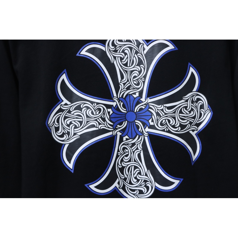 Chrome Hearts Blue Horseshoe Cross Long Sleeve T-Shirt Black