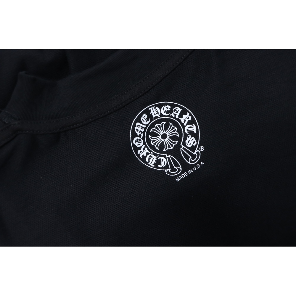 Chrome Hearts Blue Horseshoe Cross Long Sleeve T-Shirt Black