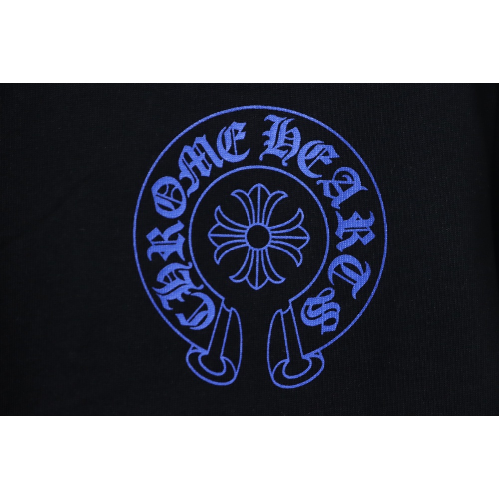 Chrome Hearts Blue Horseshoe Cross Long Sleeve T-Shirt Black