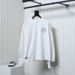 Chrome Hearts Blue Horseshoe Cross Long Sleeve T-Shirt White