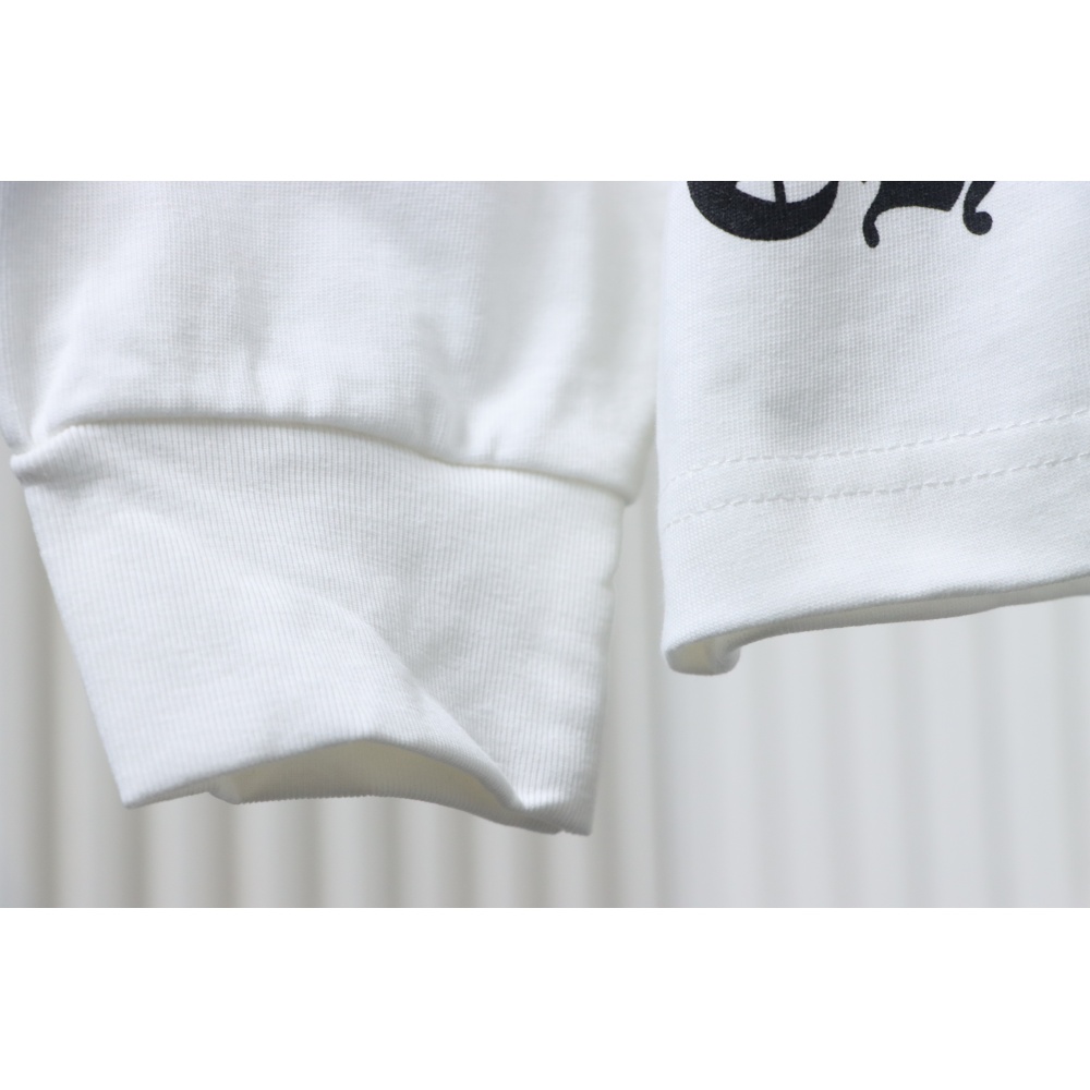 Chrome Hearts Blue Horseshoe Cross Long Sleeve T-Shirt White