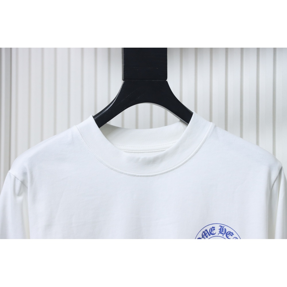 Chrome Hearts Blue Horseshoe Cross Long Sleeve T-Shirt White
