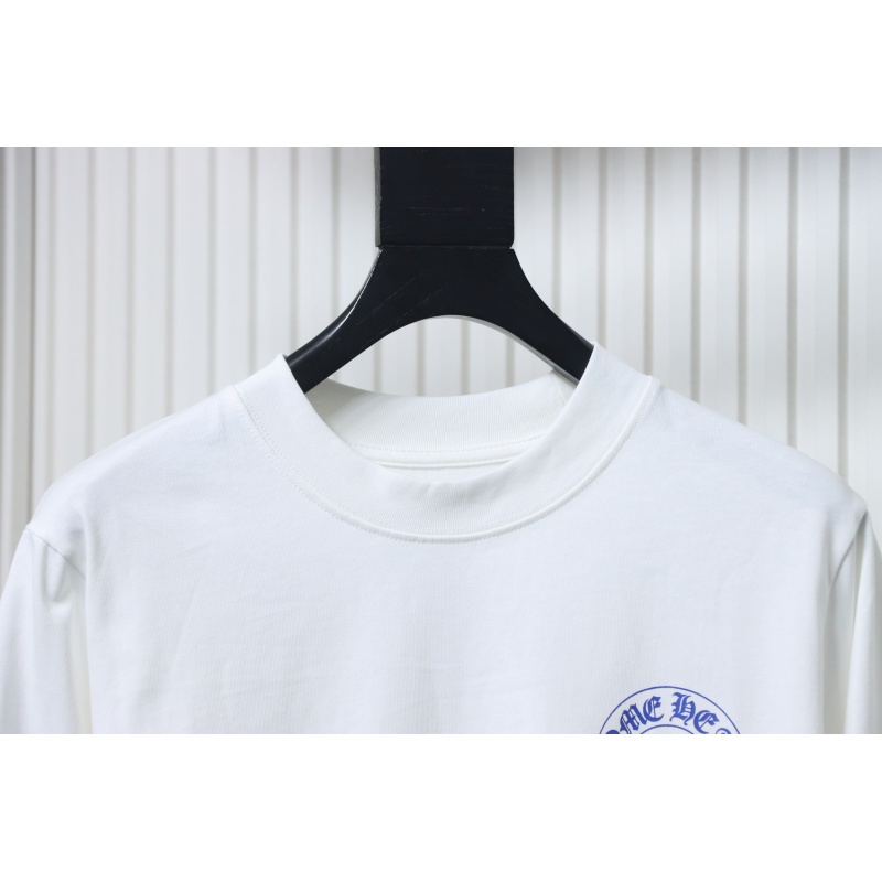 Chrome Hearts Blue Horseshoe Cross Long Sleeve T-Shirt White