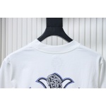Chrome Hearts Blue Horseshoe Cross Long Sleeve T-Shirt White