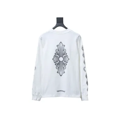 Chrome Hearts Fleur Cross Long Sleeve T-Shirt White 01