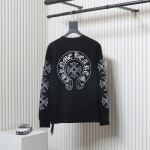 Chrome Hearts Back Damaged Horseshoe Crewneck Long Sleeve T-Shirt Black