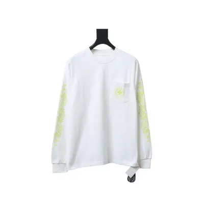 Chrome Hearts Lemon Green Horseshoe Floral Long Sleeve T-Shirt White 02