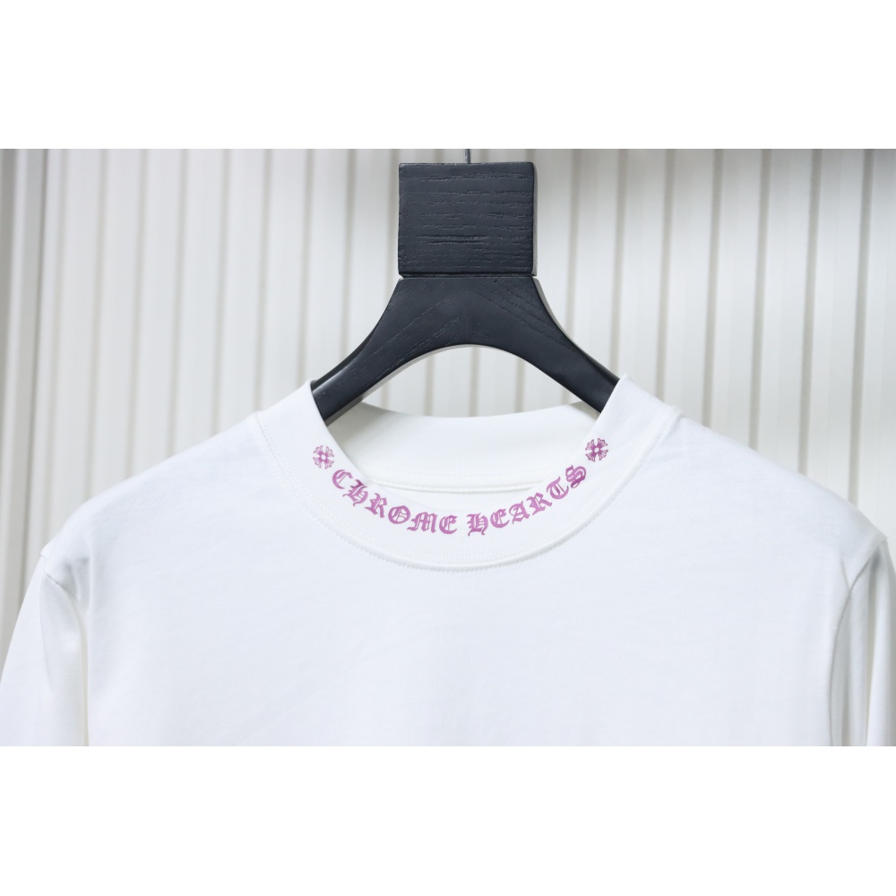 Chrome Hearts Purple Neck Logo Long Sleeve T-Shirt Whit