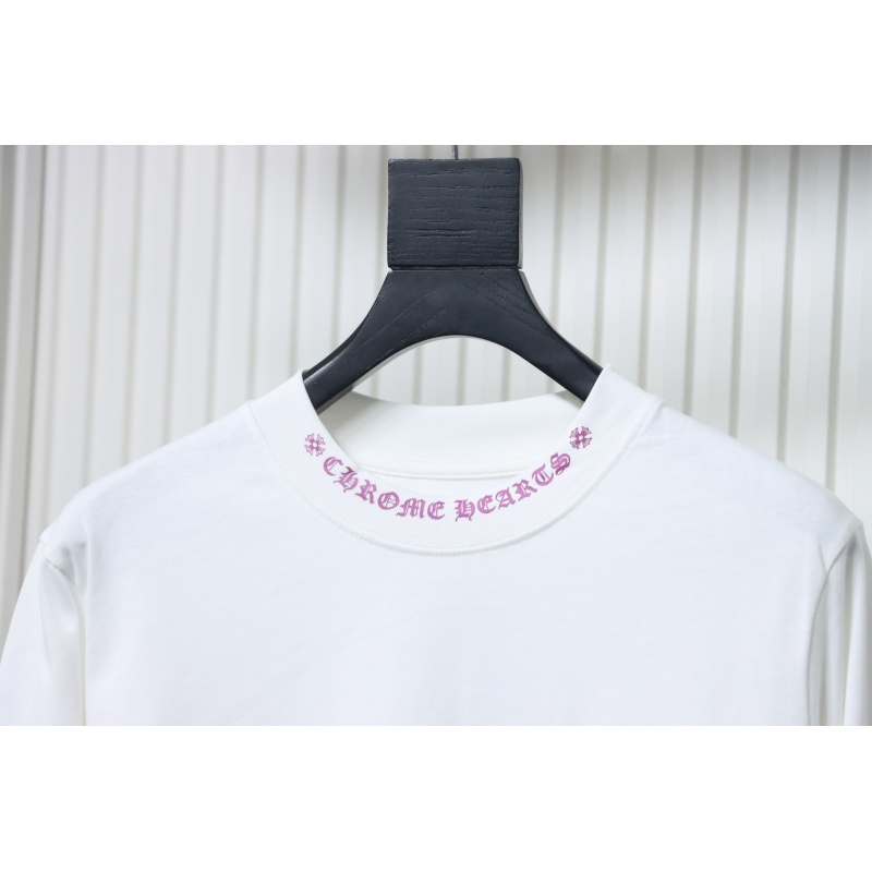 Chrome Hearts Purple Neck Logo Long Sleeve T-Shirt Whit