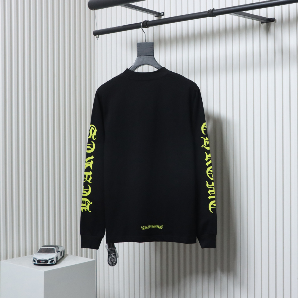 Chrome Hearts Yellow Neck Logo Long Sleeve T-Shirt Black