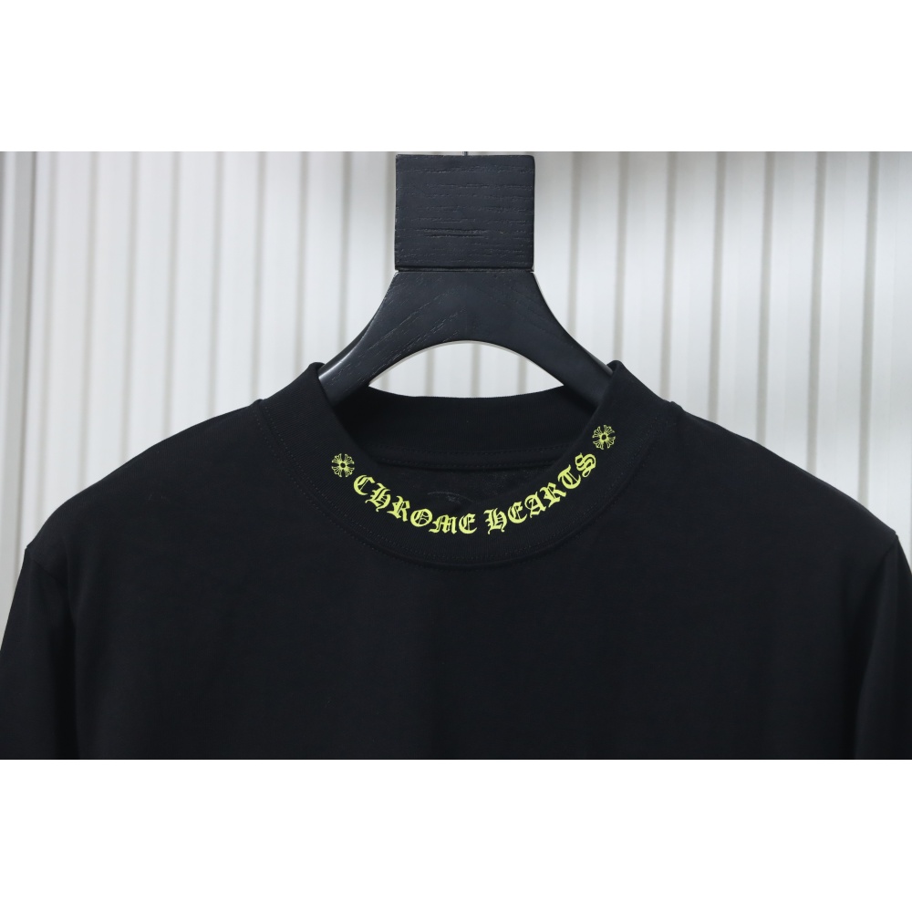Chrome Hearts Yellow Neck Logo Long Sleeve T-Shirt Black