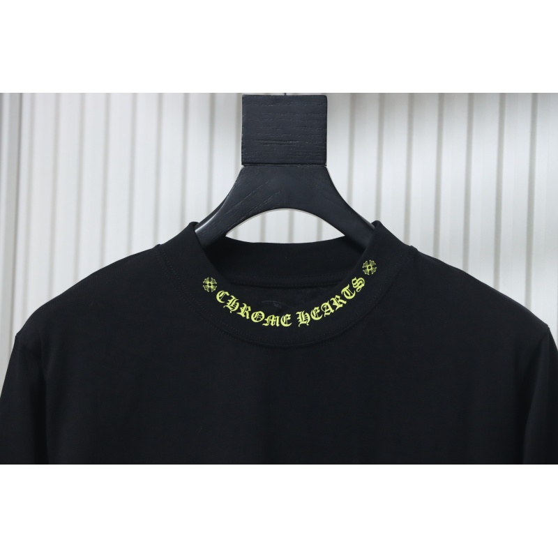 Chrome Hearts Yellow Neck Logo Long Sleeve T-Shirt Black