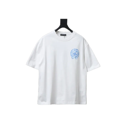 Chrome Hearts Blue Horseshoe Print White T-Shirt 02