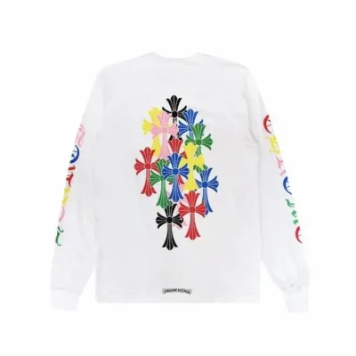 Chrome Hearts Multi Color Cross Logo Long Sleeves T-shirt White CH-0605 01