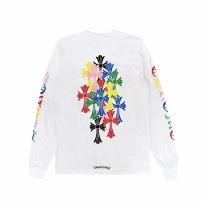 Chrome Hearts Multi Color Cross Logo Long Sleeves T-shirt White CH-0605 01