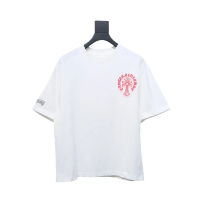 Chrome Hearts Red Horseshoe Logo T-Shirt 02