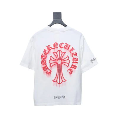 Chrome Hearts Red Horseshoe Logo T-Shirt 01