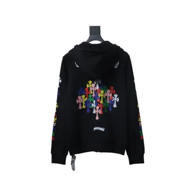 Chrome Hearts Colorful Cross Print Zipper Jacket Black 01