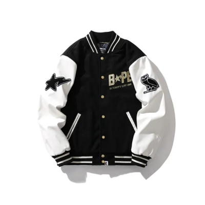 Bape x OVO Varsity Jacket Black 01