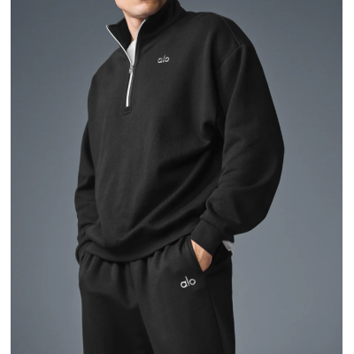 alo yoga Accolade 1/4 Zip Pullover Sportswear set Black 01