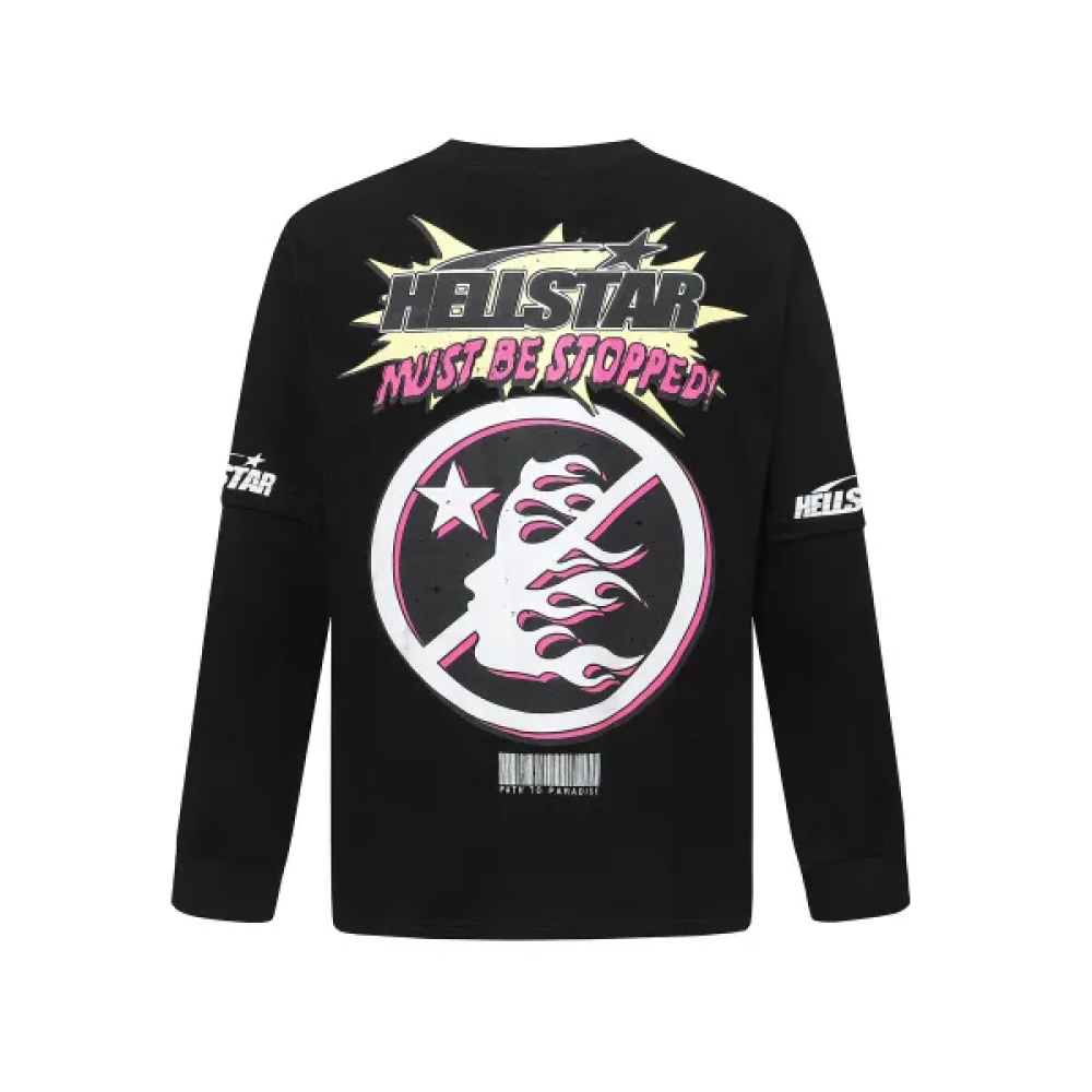 Hellstar Breaking News Long-Sleeve T-Shirt D3232 BlackWhite