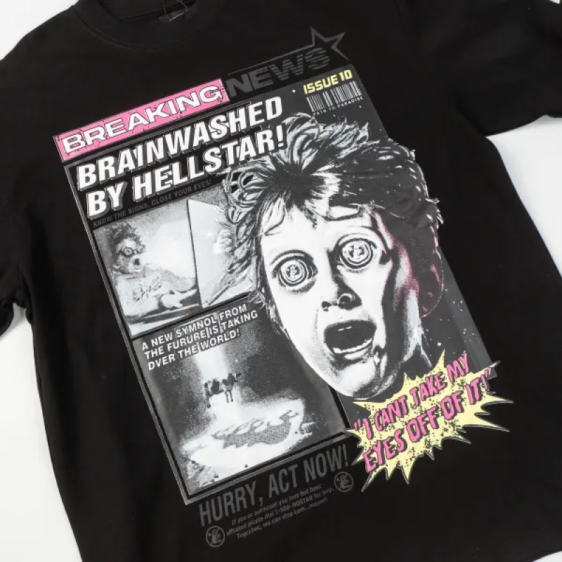 Hellstar Breaking News Long-Sleeve T-Shirt D3232 BlackWhite
