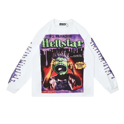 Hellstar Horror Book Long-Sleeve T-Shirt #590 BlackWhite 02