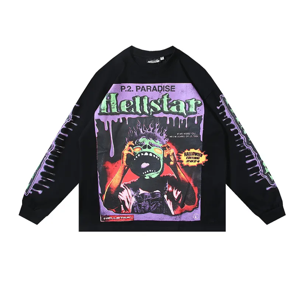 Hellstar Horror Book Long-Sleeve T-Shirt #590 BlackWhite