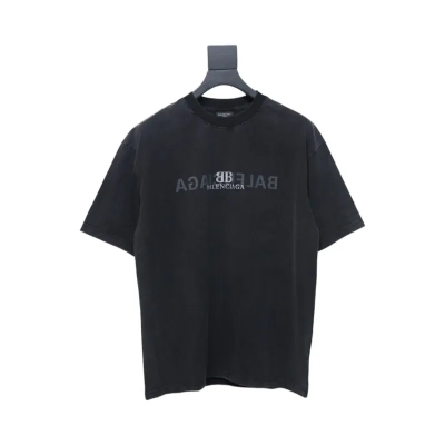 Balenciaga Clothes  Mirror Logo T-Shirt Black 01