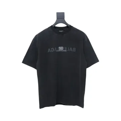 Balenciaga Clothes  Mirror Logo T-Shirt Black 01