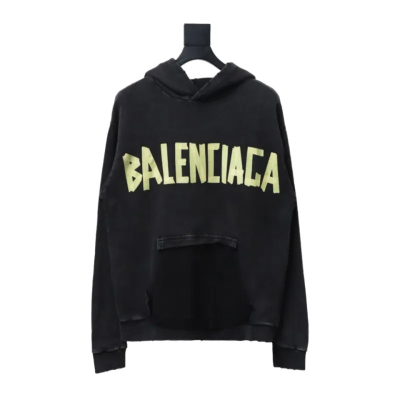 Balenciaga Clothes  Tape Type Raw Edge Hoodie Black 01