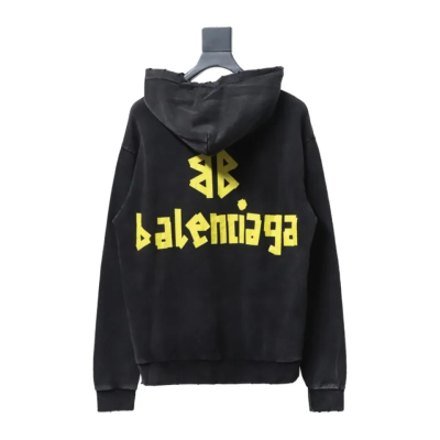 Balenciaga Clothes  Tape Type Raw Edge Hoodie Black 02