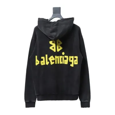 Balenciaga Clothes  Tape Type Raw Edge Hoodie Black 02