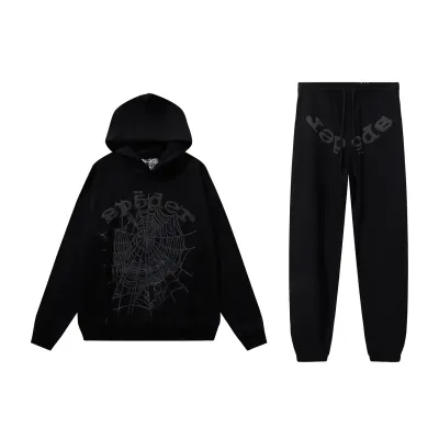 Sp5der Phantom Web Hoodie & Sweatpant Set Black 01