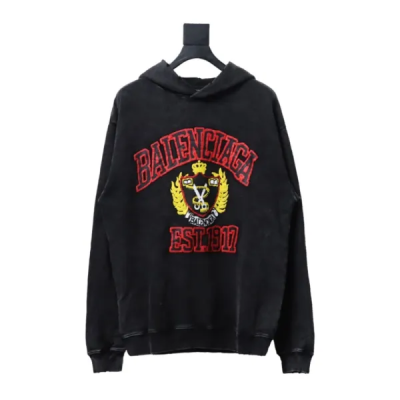 Balenciaga Clothes 1917 College Graphic Printed Hoodie Black 01