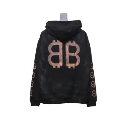 Balenciaga Clothes BB Logo Sprayed Effect Hoodie Black 02