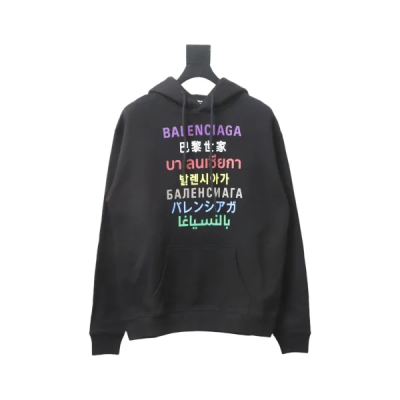 Balenciaga Clothes Languages Hoodie Black Multi 01