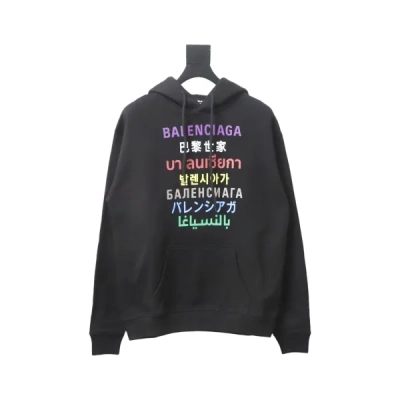 Balenciaga Clothes Languages Hoodie Black Multi 01