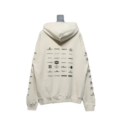 Balenciaga Clothes Logo Printed Hoodie Beige Cotton 02