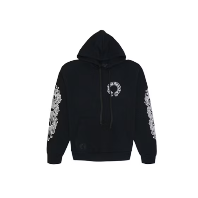 Chrome Hearts Horse Shoe Floral Hoodie Black 01