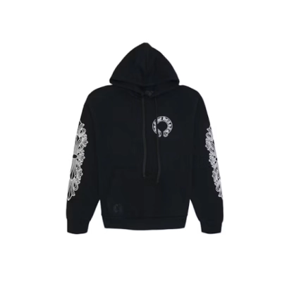 Chrome Hearts Horse Shoe Floral Hoodie Black 01