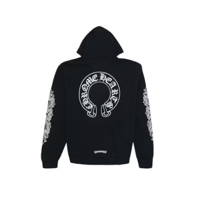 Chrome Hearts Horse Shoe Floral Hoodie Black 02