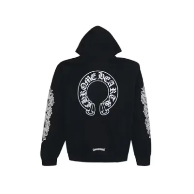 Chrome Hearts Horse Shoe Floral Hoodie Black 02