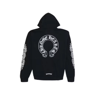 Chrome Hearts Horse Shoe Floral Hoodie Black 02