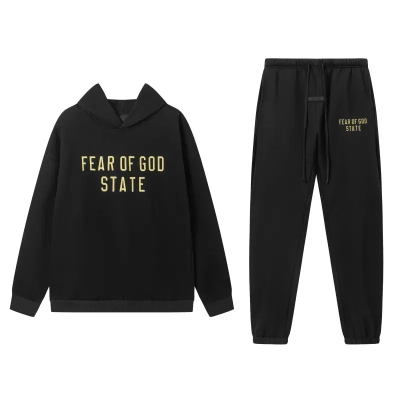 Fear of God Essentials Fleece Hoodie & Sweatpant Set Black 01