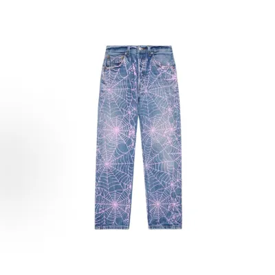 Sp5der  Pink Spider Web Printed Jeans 01