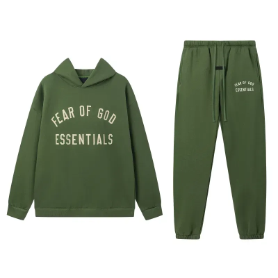 Fear of God Essentials Fleece II Hoodie & Sweatpant Set Green 01