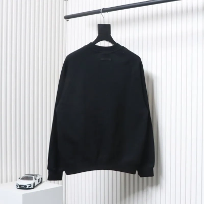 Fear of God FOG double line 24FW FG letter round neck black hoodie 02
